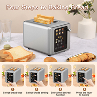 Pemanggang Roti Otomatis 2 Iris Retro Laris Manis, Peralatan Dapur Stainless Steel untuk Penggunaan Rumah dan Hotel