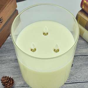 <span class=keywords><strong>Bougie</strong></span> Pilier en Cire Parfumée en Verre Noir 3D de Grande Taille 15 cm de Diamètre avec <span class=keywords><strong>LED</strong></span> pour la Décoration - Product Image 3