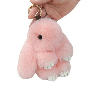 Bán buôn ánh sáng Keychain thỏ hình sang trọng bóng lông Keyring làm bằng nhựa kim loại PVC và hợp kim - Product Image 1