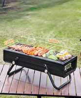 Barbecue portable sans fumée pliable SOLOMAN avec poignée de levage, en acier inoxydable, avec étui de transport en fer noir pour le camping en plein air