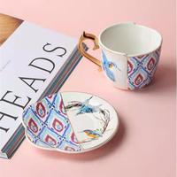 Tasses et sous-tasses à thé en porcelaine, service à café Royal, en céramique, style turque, avec des motifs floraux, tasses à thé et sous-tasses pour cadeaux