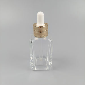 Proveedor ODM OEM 20ml 30ml Botella de vidrio cosmética cuadrada transparente con gotero de aluminio <span class=keywords><strong>Goolden</strong></span> - Product Image 1