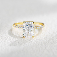 Vente en gros de bagues en argent S925 plaqué or 18 carats avec grosse pierre pour femmes