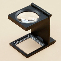 Loupe pliante en métal 10X avec échelle pour testeur de lin, loupe en verre 10X