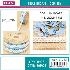 Strisce di pizzo 1,2 cm x 35 m colore caffè per artigianato e cucito - Product Image 3