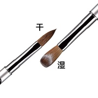 Pinceaux à ongles de qualité supérieure, manche en métal noir, 100% Kolinsky, ronds, à poils crimpés, pour salon de manucure