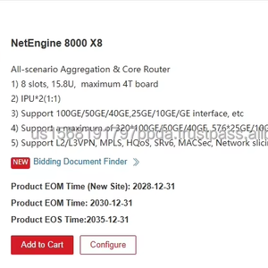 Enrutador IP NetEngine 8000 Puerto 4*50G Habilitar RTU para (por 4*50G) NE8000 X4 X8 X16 CR8S8K4VBLCP 88036NMQ - Product Image 1