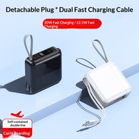 Batterie externe murale avec câble intégré Type-C 3 en 1, grande capacité, charge rapide AC 22.5W 10000mAh 15000mAh, portable