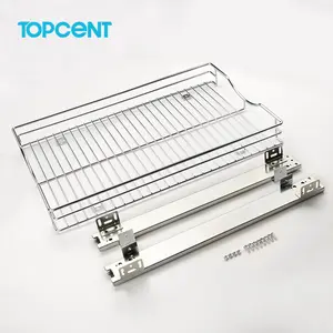 TOPCENT kitchen cabinet pull out sliding drawer soft closing wire basket