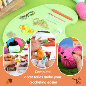 Kit de ganchillo de animales de ratón colorido DIY con bolas de hilo fino-Muñeca de tejer hecha a mano para principiantes - Product Image 4