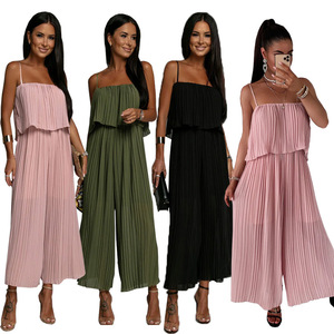 Abbigliamento Donna in Offerta: <span class=keywords><strong>Tuta</strong></span> <span class=keywords><strong>Elegante</strong></span> con Top a Bretelle e Pieghe, Vestibilità Comoda - Product Image 1