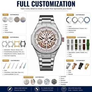 Relojes mecánicos automáticos de zafiro con diseños clásicos personalizados, bajo MOQ, para hombre, de lujo, con esqueleto, de acero inoxidable. - Product Image 2