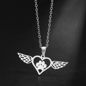 สร้อยคอรูปอุ้งเท้าแมวหัวใจสำหรับผู้หญิงเครื่องประดับสเตนเลสสตีลน่ารักสำหรับสัตว์เลี้ยงที่พันรอบคอของขวัญ - Product Image 4