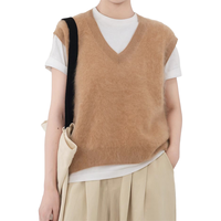 2025 femmes pur solide surdimensionné col en v pull respirant cachemire pull en tricot pour le printemps et l'automne Design de mode