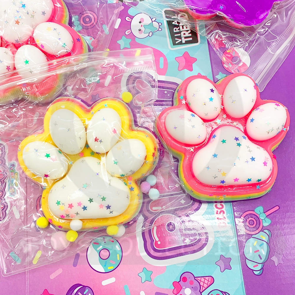 JO Non-Toxic Multi-Color TPR Mochi Cat Paw Sensory Toy-Squeezable Soft Squishy Stress Relief for Kids 3+ & Adults Durable 6cm