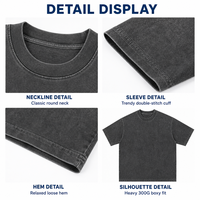T-shirt en coton lourd 300 GSM personnalisé, délavé au sel, col rond, manches courtes, coupe ample, gris uni, usé, vente en gros d'usine OEM ODM