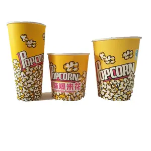 Sampel Gratis bak Popcorn gaya Retro, mangkuk kertas ramah lingkungan kualitas tinggi ember Popcorn sekali pakai untuk malam Film