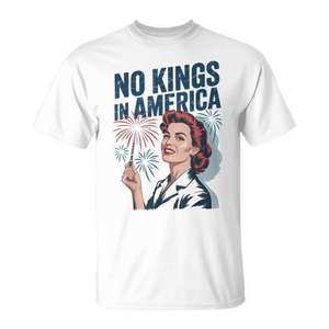 Camiseta Retro No Kings In America Unisex con Cuello Redondo y Manga Corta para Adultos Promocional - Product Image 1
