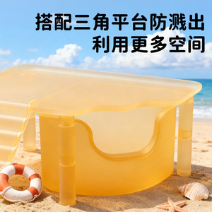 Transparent Plastic <b>Cat</b> <b>Litter</b> Box Rectangle Easy Clean For <b>Cats</b> Small Pet Use - Product Image 4