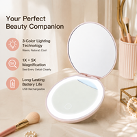 Miroir de Maquillage de Bureau Rotatif à Capteur Tactile LED, Miroir de Coiffeuse de Table à Lumière Réglable pour la Beauté à Domicile