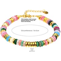 Bracelet de perles plates en cristal rose et blanc naturel, plaqué or, bijou de charme exquis pour femme