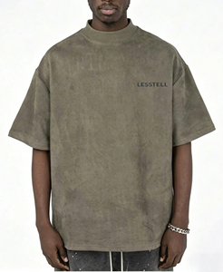 LTD-MT1076 T-Shirt da <span class=keywords><strong>Uomo</strong></span> con Collo Alto, Lavaggio Acido, 320GSM, Personalizzabile con Logo, Servizio OEM - Product Image 1