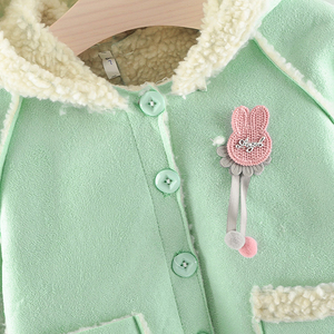 Zhejiang Huzhou Top quality custom red children warm pocket coat kids girls winter suede plush coats - Product Image 5