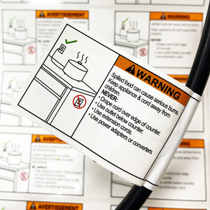 UL969 Certified PET Waterproof Warning <strong>Label</strong> for Hair Straightener <strong>Plug</strong> Power Cord - Product Image 4