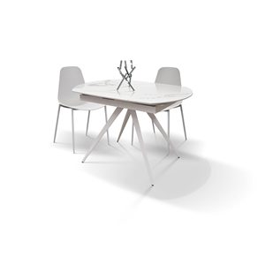Bea Rotating Extendable Ceramic <b>Table</b> 140x90 Statuary <b>White</b> Indoor Metal Base - Product Image 3