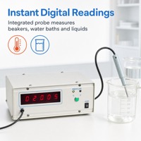 Termometer Digital -55C hingga 125C Resolusi 0.1 LED Merah Besar Probe Baja Tahan Karat Dapat Diubah Antar Sistem C/F untuk Pengajaran Laboratorium Fisika Sekolah