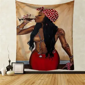 Afro amerikanische Wandbehang Tapisserie für Frauen, Hippie Tapisserie