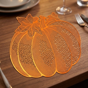 Halloween Restaurant PVC Pumpkin Placemat European-Style Gold-Stamped Waterproof and Heat-Insulated Festive Table <b>Mat</b> - Product Image 6