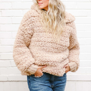 <span class=keywords><strong>Pull</strong></span> à capuche floue surdimensionné pour femmes <span class=keywords><strong>manteau</strong></span> d'ours en peluche Crochet Sherpa gros <span class=keywords><strong>pull</strong></span> veste floue Sherpa sweat à capuche - Product Image 4