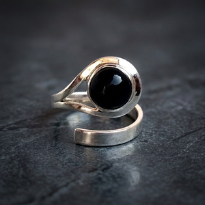 92.5 Silver Adjustable Stone <b>Ring</b> <b>Black</b> Onyx Silver <b>Ring</b> Onyx Adjustable Stone <b>Ring</b> - Product Image 3