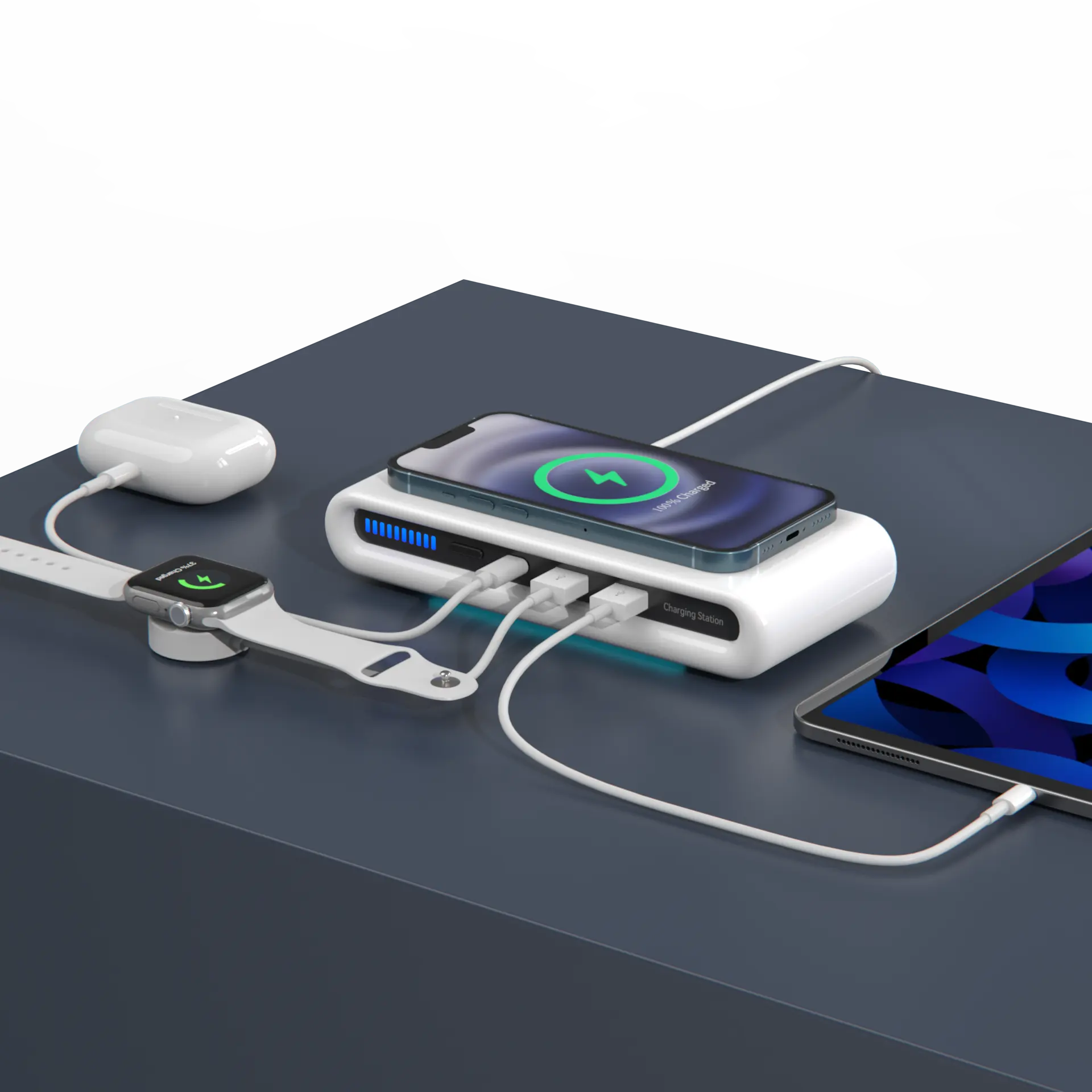 Hızlı şarj manyetik qi kablosuz şarj standı tutucu multisocket istasyonu için apple izle airpods iPhone