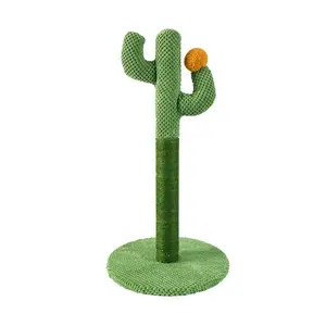 Cat Tree For Scratching Cat Tower With Plush Ball Toy Climb Tool Cat Scratcher Post Sisal Rope Post Cactus Shape