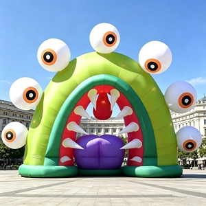 Tête de monstre extraterrestre gonflable géante avec yeux lumineux, taille personnalisable, en tissu Oxford/PVC imperméable, publicité durable - Product Image 1