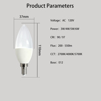 Bombilla LED B12 E12 con Certificación ETL FCC, Regulable por Triac, Lámpara Decorativa para Candelabros y Lámparas de Vela