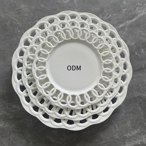 <span class=keywords><strong>Assiette</strong></span> <span class=keywords><strong>creuse</strong></span> moderne en céramique gaufrée Restaurant usage domestique fabricant de vaisselle occidentale vente directe pour dessert gâteau aux fruits - Product Image 1