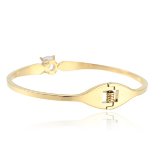 Diamond Bracelet Round Brilliant Cut Synthetic Lab Grown Stone Women's Everyday Wear Stainless Steel <b>Bangle</b> 13019 - Product Image 2