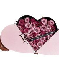 Boîte cadeau souvenir en forme de cœur avec serrure à main INUNION pour la Saint-Valentin, type dossier avec emballage cadeau de fleurs de rose