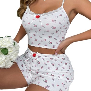 Conjunto de <span class=keywords><strong>Pijama</strong></span> de Dos Piezas con Estampado Floral y <span class=keywords><strong>Tirantes</strong></span>, Tejido Ligero para <span class=keywords><strong>Verano</strong></span> - Product Image 5