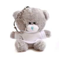 Porte-clés en peluche ours gris mini de 4 pouces avec pull vert, personnalisable avec logo, jouet promotionnel en gros