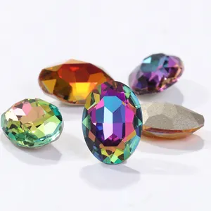 Xichuan Oval shape 3D high quality K9 glass pointback crystal stone crafts jewelry finding strass charms rhinestones accessories