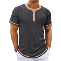 T-shirt à manches courtes 100 % coton pour homme, imprimé numérique, bordure contrastée, coupe classique, décontracté, 220 g