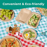 Récipient à emporter en bambou biodégradable écologique de 1000ml à deux compartiments de bagasse de canne à sucre