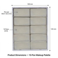 Palette à paupières magnétique personnalisée OEM 120*100mm vide, 10 godets métalliques rectangulaires, plateau en plastique 12 couleurs