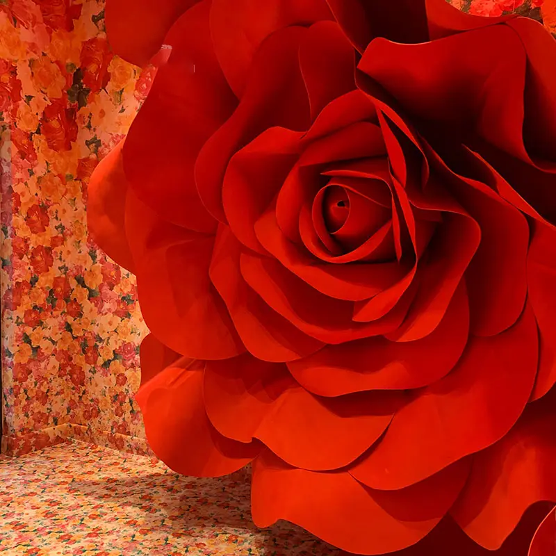 Hot Sale Red Rose Giant Flower Standing Paper Art Flower Handmade Large Paper Roses For Wedding Photography Party Decoration