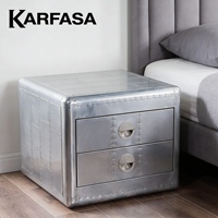 Table de chevet de style rétro industriel, armoire d'angle créative en métal, 2 tiroirs, compartiments, anti-poussière, meubles de maison pour