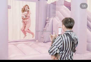 Maison de videur de mariage gonflable en PVC violet romantique commercial beau château sautant toboggan fosse à balles pour les événements de fête - Product Image 6